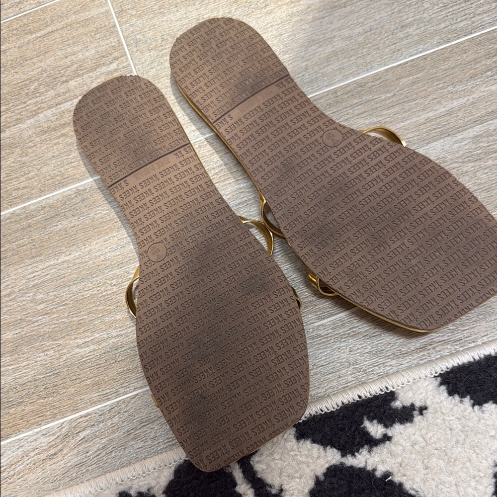 TKEES Gold Metallic Sandals Sleek Modern Design - Picture 3 of 5